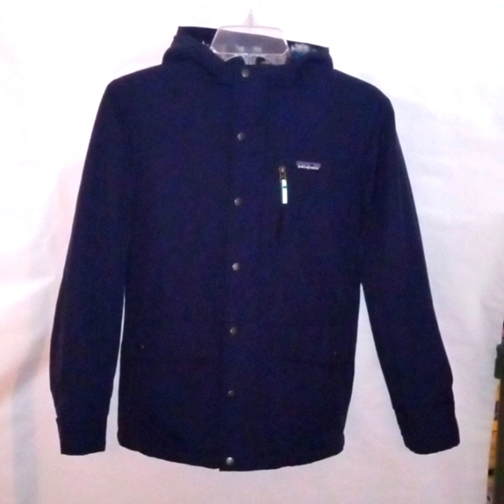 Patagonia Boys Inferno Jacket L (12) Blue Navy, Winter Water Resistant, Preowned